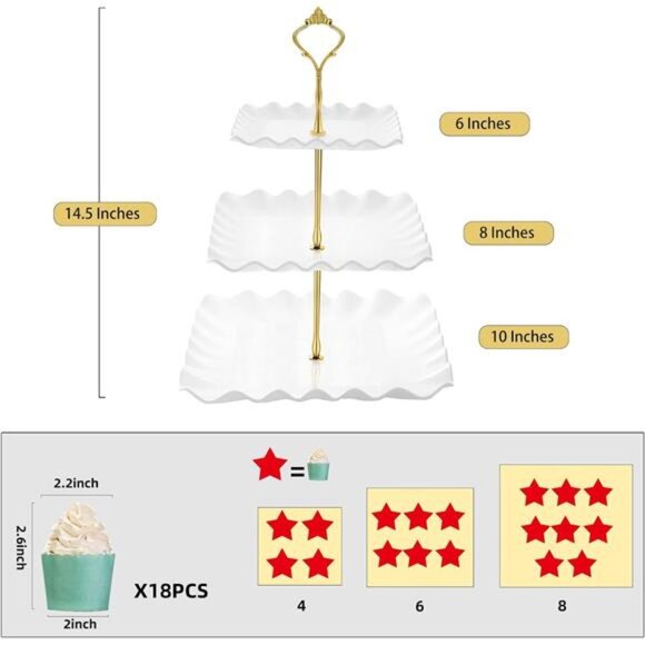 Dessert Cupcake Stand, 3 Tier Cup Cake Holder Tower for Tea Party/Birthday - Picture 3 of 7